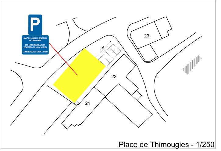 Plan de stationnement de la place de Thimougies